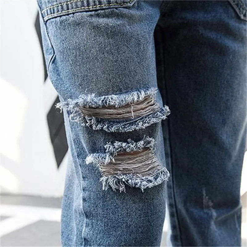 

Women's Casual Loose Denim Overalls Letter Embroidery Ripped Holes Denim Jumpsuit Romper Female Long Trousers