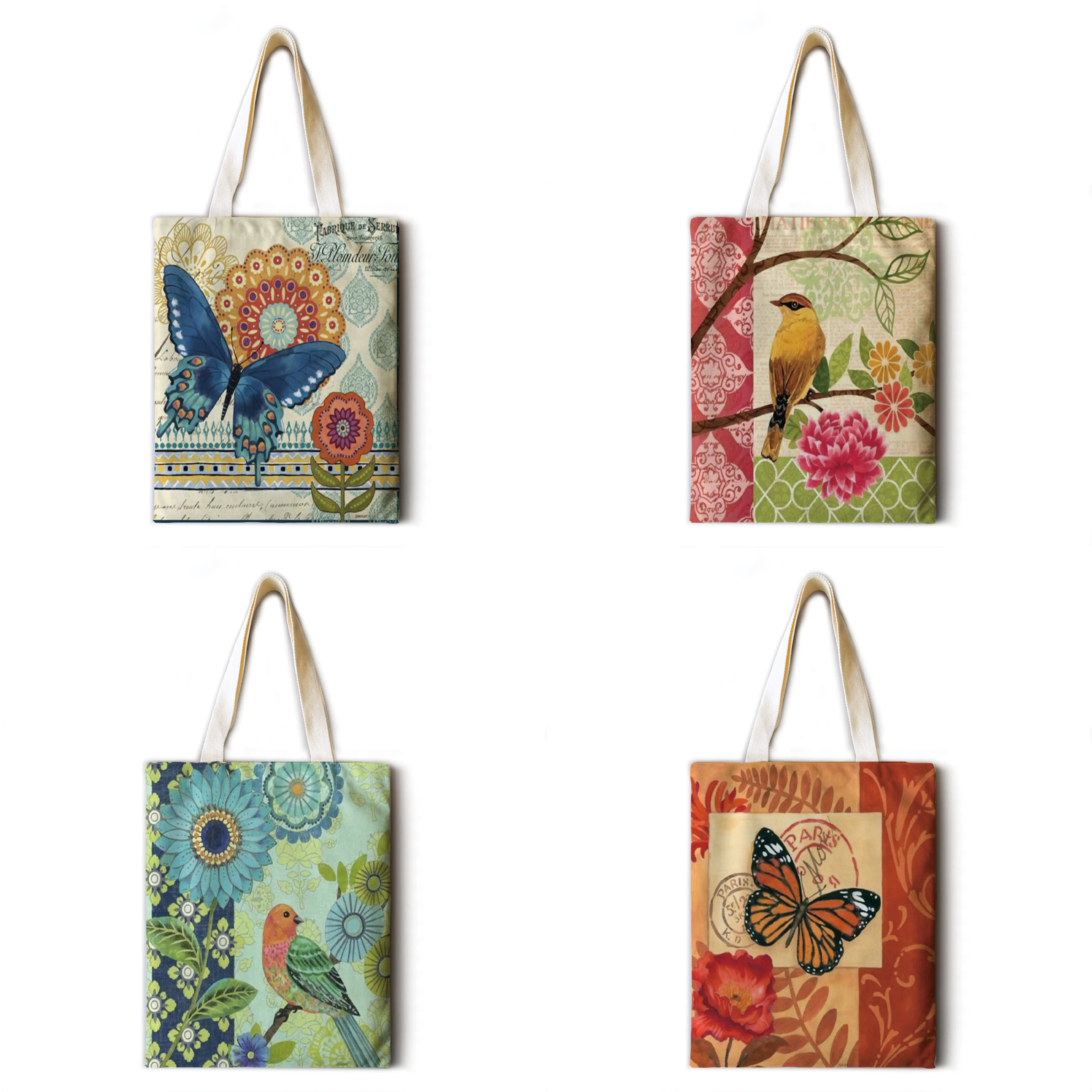 

Женская сумка на плечо It's OK country с бабочкой, хлопковая и стандартная сумка-тоут, Высококачественная складная сумка