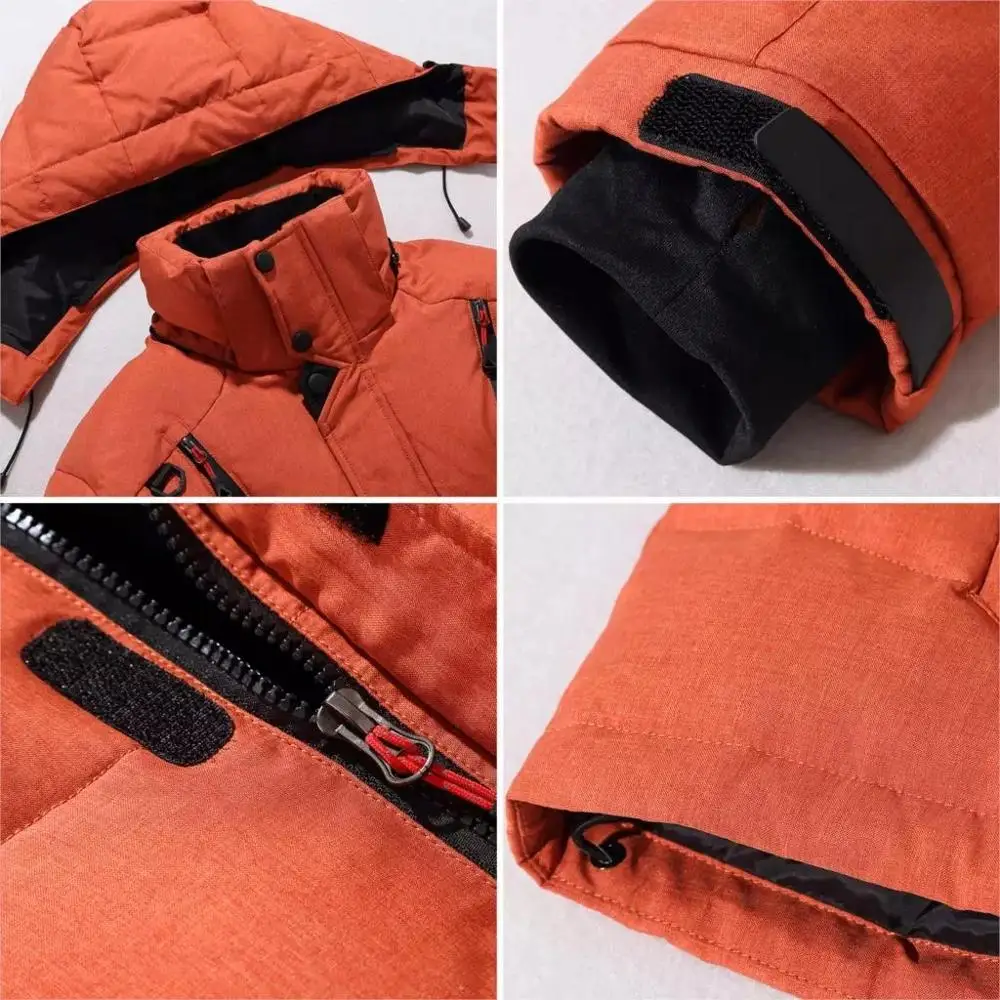 

Men Down High Quality Thick Warm Winter Jacket Hooded Thicken Duck Down Parka Coat Casual Slim Overcoat With Many Pockets Mens