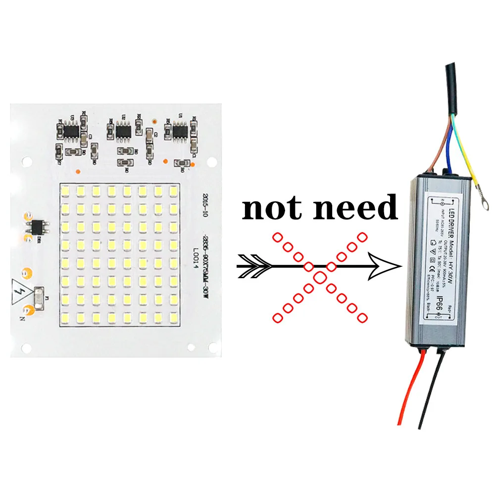 Светодиодная лампа с чипами Smart IC 220 В вход 10 Вт 20 30 50 100 искусственными диодами