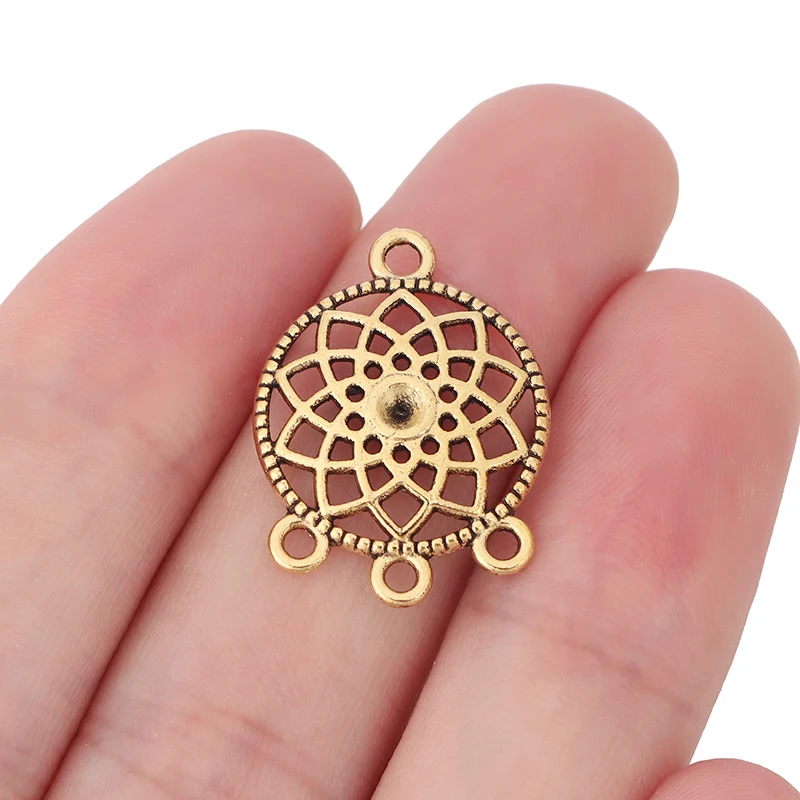 

30 x Tibetan Silver/Gold Color Dream Catcher Connector Charms Pendants Bohemia Boho for DIY Earring Jewelry Making 24x18mm