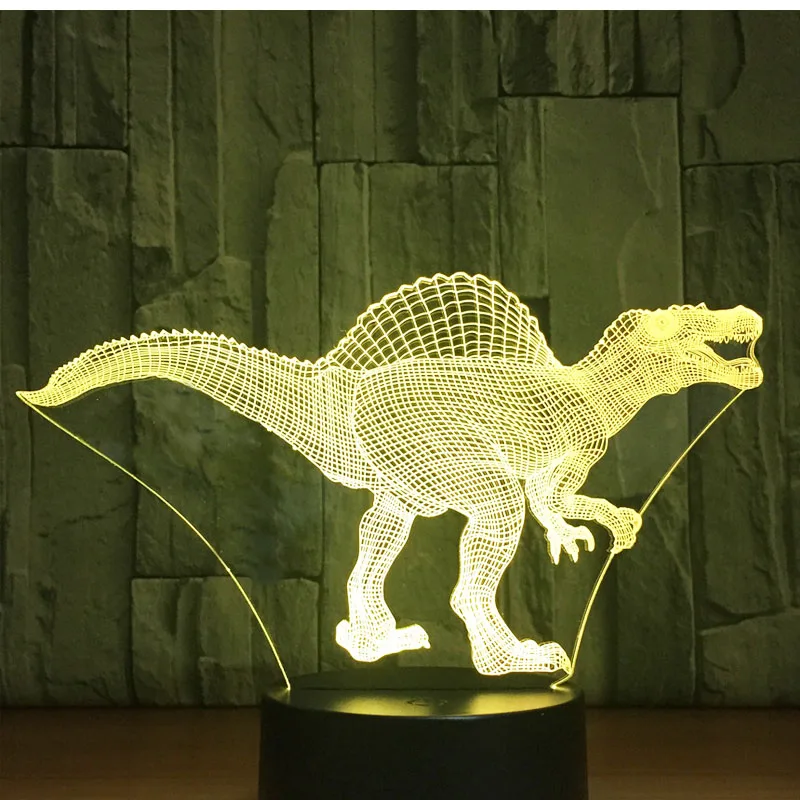 3D светодиодный ночной Светильник динозавр Spinosaurus с 7 цветов светильник для