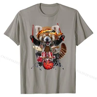 punk red panda play drum in heavy metal band t shirt cotton tops tees for men slim fit t shirt classic fitted