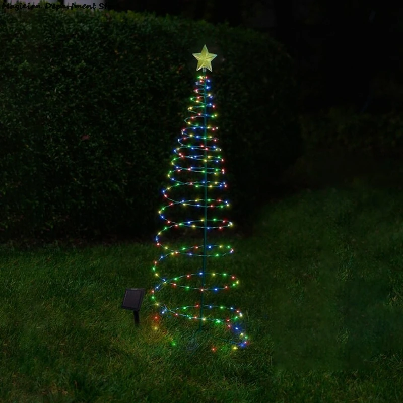 Светящаяся Рождественская елка на солнечной батарее уличное украшение для сада