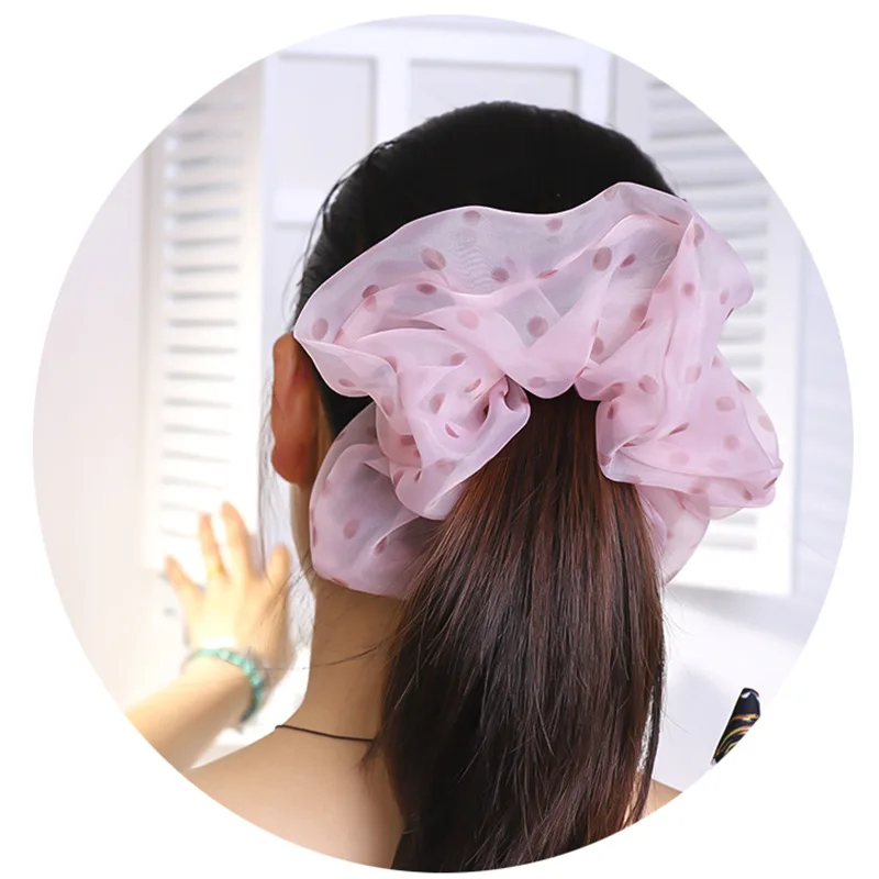 Женские и женские большие резинки для волос в горошек держатель конского хвоста