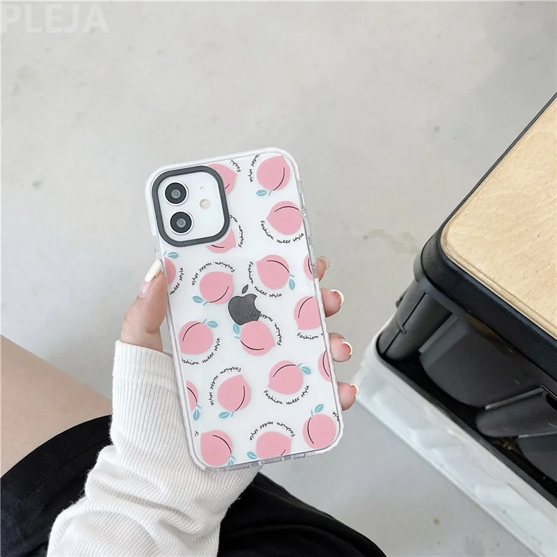 Симпатичный розовый персиковый чехол для телефона iPhone 12 mini 11 Pro Max SE 2020 X XR XS 7 8 plus