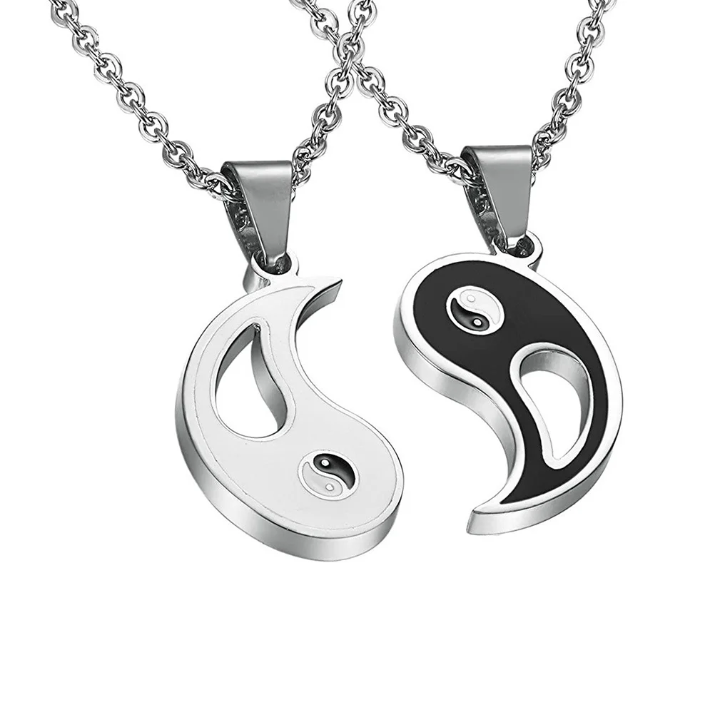 

1 Pair Matching Puzzle Necklace Yin Yang Pendant Necklace Clothing Accessories