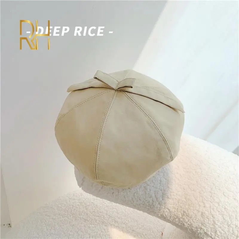 Модный женский берет с бантом осенне зимняя восьмиугольная шапка шапки в стиле
