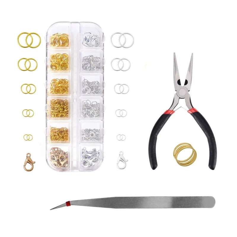

1Set Latest Lobster Clasp Opening Lap Circle Tweezers Suit Material Package Earrings Accessories DIY Manual Suit