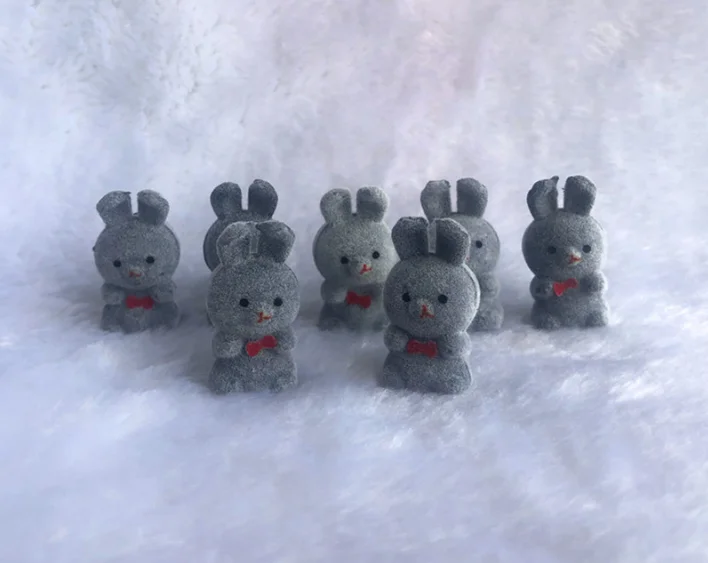 Серый 20pcs/lot Lovely Cute Velvet Pink Bunny Toys Girls Toys Rabbit Birthday Gift Home Decoration Key Chains For Bags - Цвет: Серый