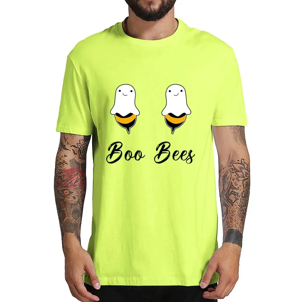Fluorescent green Boo Bees/костюм на Хеллоуин для пар забавные вечерние мужские футболки в винтажном стиле футболка из хлопка для родителей и детей высокого качества - Цвет: Fluorescent green