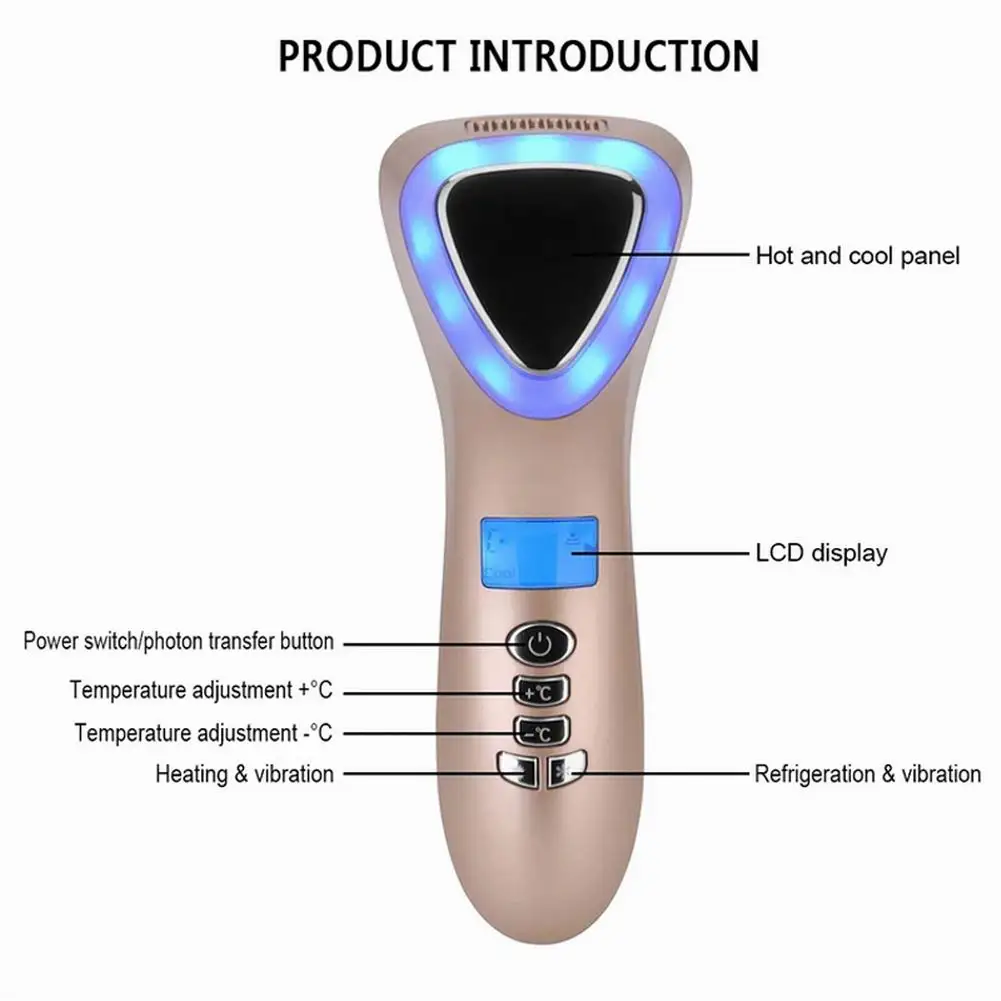 

Facial Massager Beauty Ultrasonic Skin Care Tools Face Spa Device Light Effect Vibrating Anti-Aging Lifting Beauty Machine