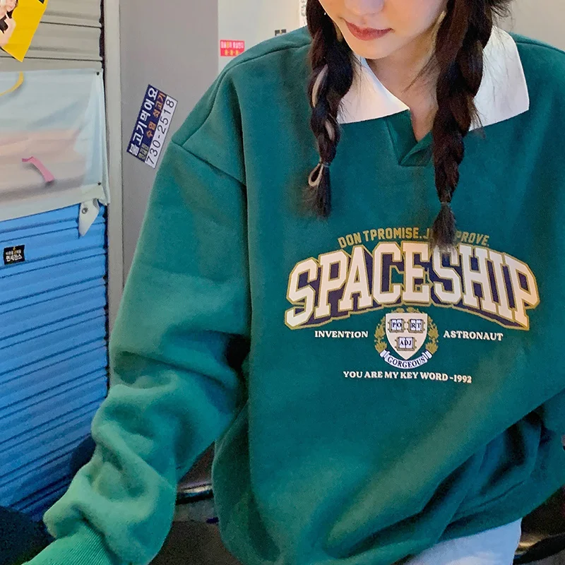 Зеленый свитер с капюшоном для девочек в стиле ретро | Женская одежда