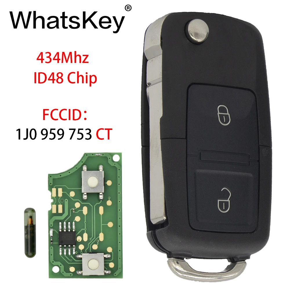 WhatsKey дистанционный Автомобильный ключ 434 МГц ID48 чип для Volkswagen VW Beetle Bora Polo Passat B5 Golf