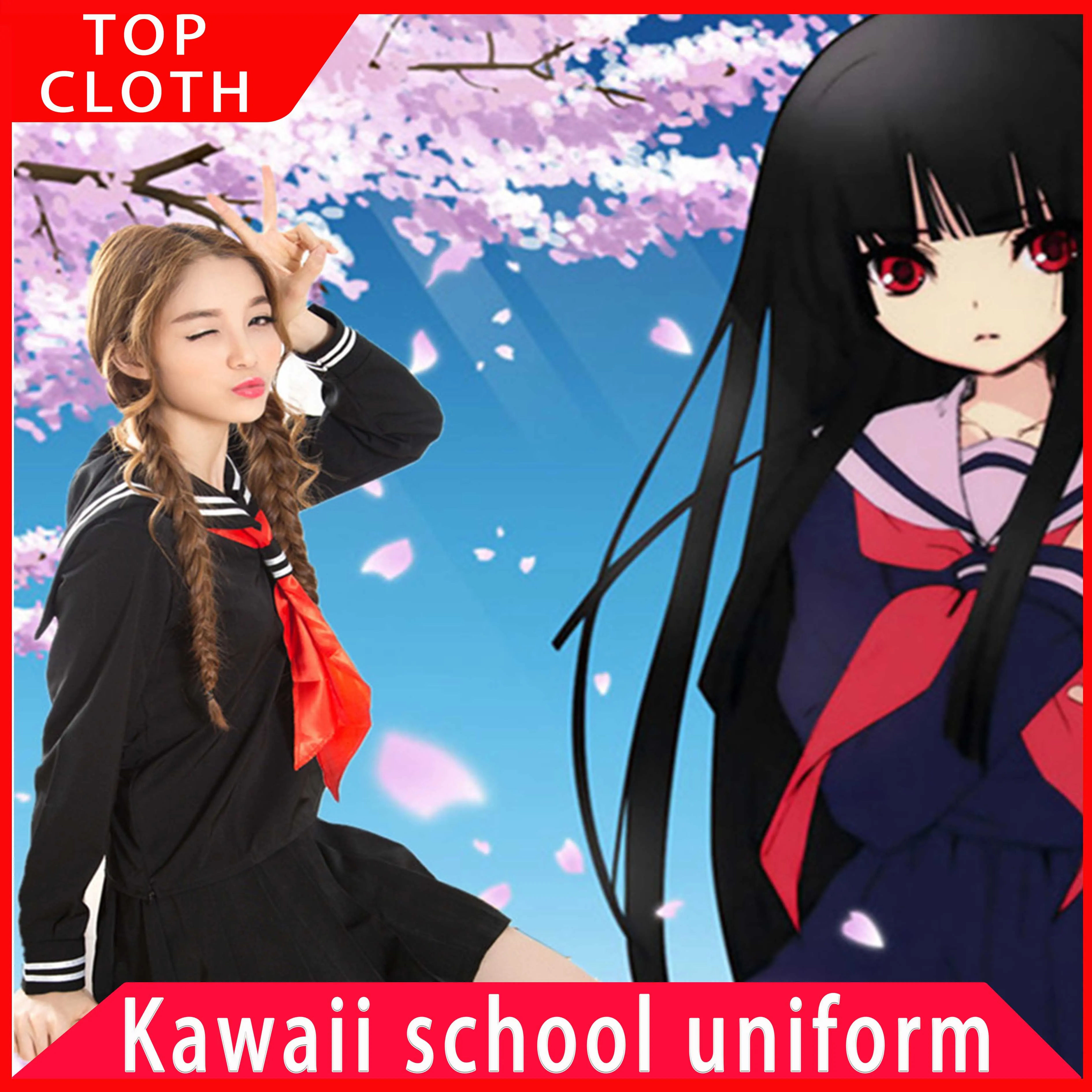 

Униформа Jk в японском стиле, корейский школьный кавайный аниме матросский топ + плиссированная юбка, комплект из 2 предметов, женский костюм ...