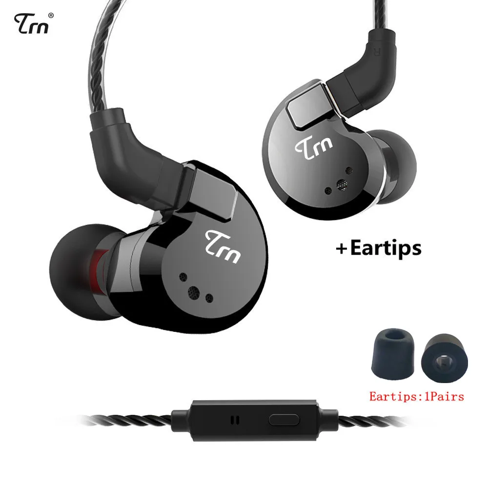 TRN V80 2BA+ 2DD гибридные металлические наушники-вкладыши HIFI DJ Monito спортивные наушники для бега ушные наушники гарнитура съемный кабель AS10 \ T2 \ V30 - Цвет: black mic ET