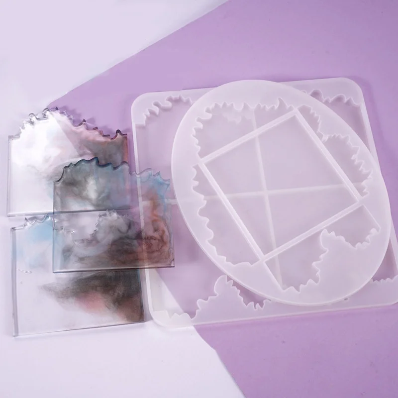 Irregularity Table Coaster Rectangle Wave Splicing Resin Epoxy Silicone Molds |