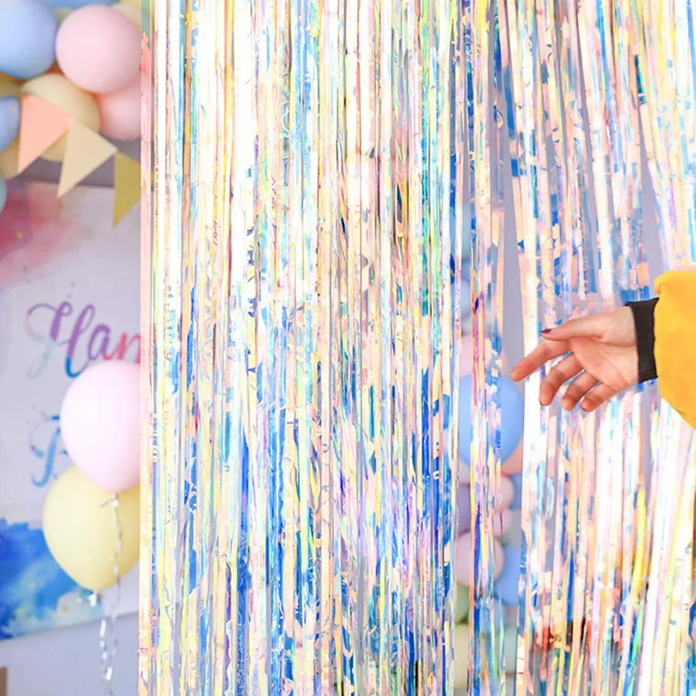 Вечерние шторы из фольги с бахромой реквизит для фотостудии задник