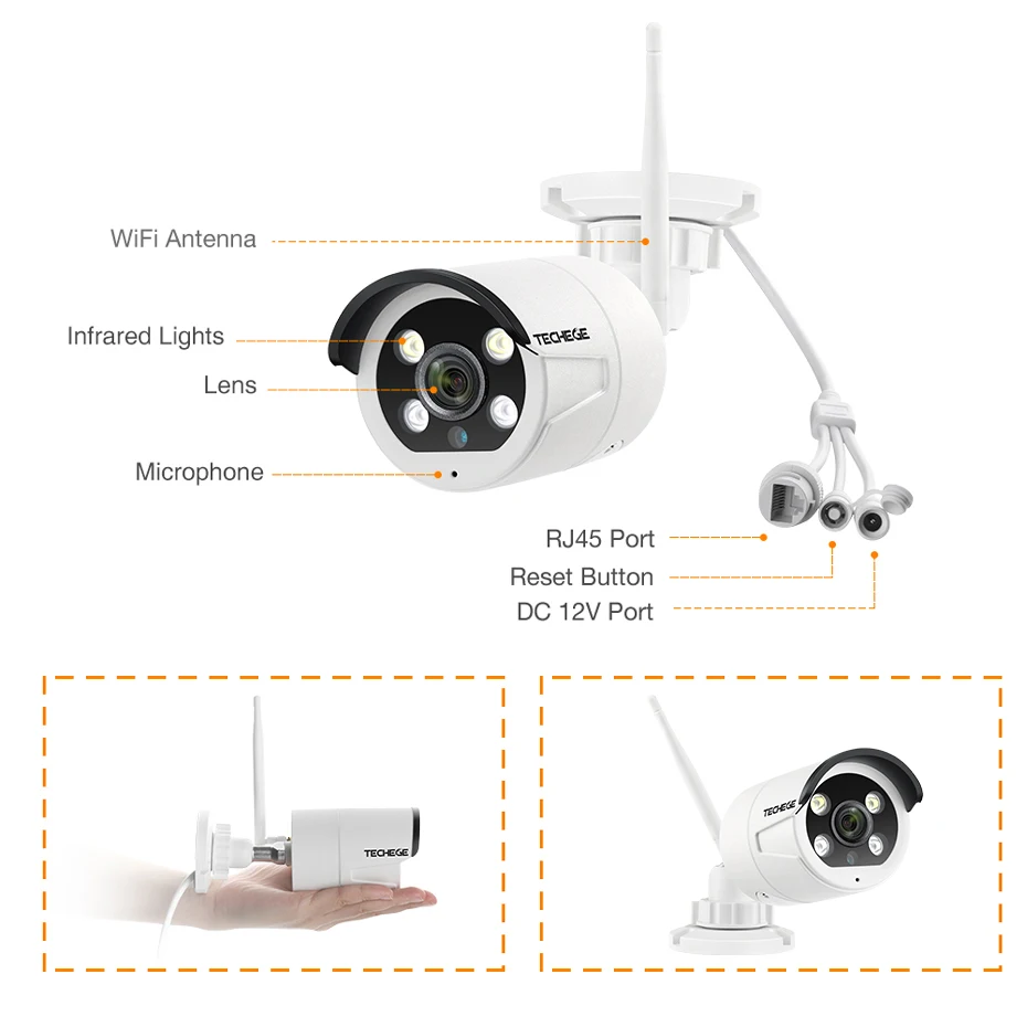 Techege 1080 P WI-FI IP Камера аудио запись на открытом воздухе Водонепроницаемый P2P Ночное видение 2.0MP Беспроводной проводное движение обнаружения приложение пульт дистанционного управления