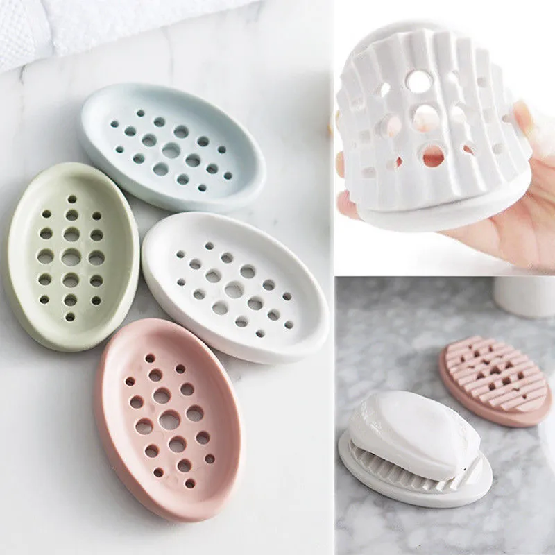 

Silicone Non-slip Soap Holder Dish Bathroom Shower Storage Plate Stand Hollow Dishes Openwork Soap Dishes