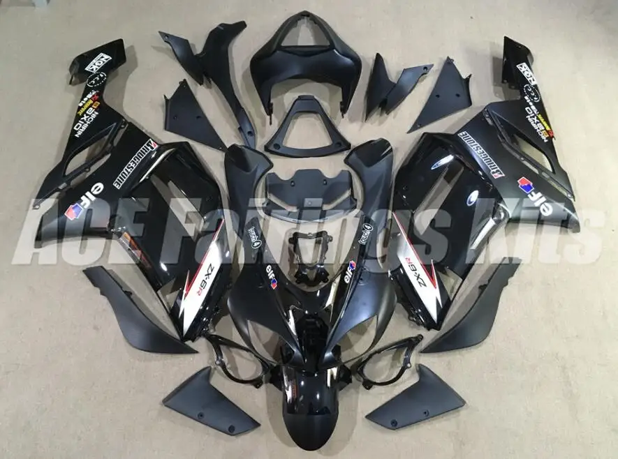 

Новый стиль Abs Обтекатели комплект подходит для kawasaki Ninja ZX6R 636 2007 2008 07 08 6R bodyкомплект кузова на заказ черный