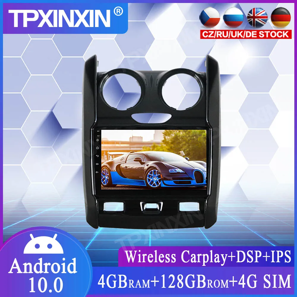 

4 + 128G для Renault duster 2015-2020, автомобильный мультимедийный плеер, GPS-навигация, головное устройство, автомобильное радио, аудио, стереомагнитофон Carplay