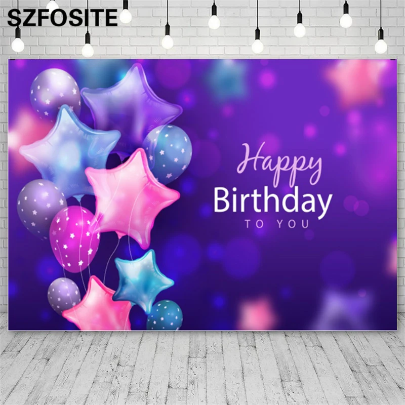 

Красивый красочный воздушный шар романтический фиолетовый фон для вечеринки детский день рождения декорация для фотостудии Виниловый фон ...