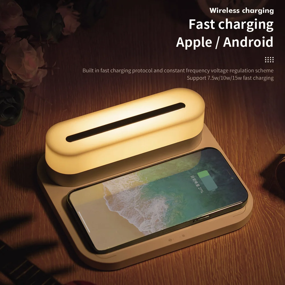 

Vogek Wireless Charger Night Light Magnetic Desktop Lamp 15W Fast Charging Station Dock Headset Watch Charger For Apple