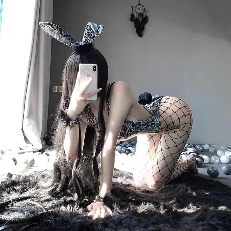 

Bunny Girl Sexy Lingerie Cosplay costume Python Texture Bodysuit Erotic Outfit Wrapped Chest Sweet Gift For Girlfriend For Woman
