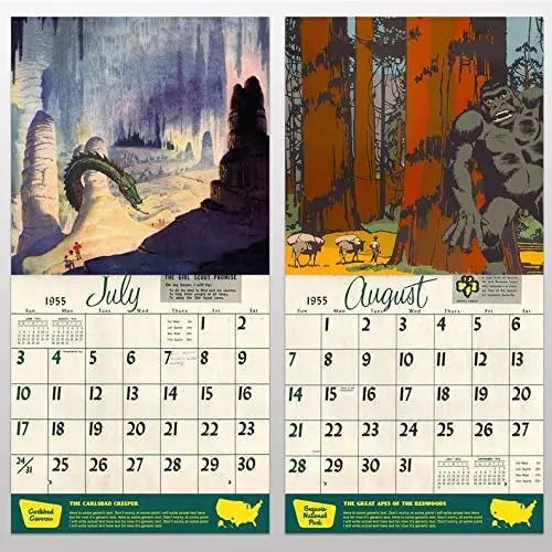 Calendario de monstruos del Parque Nacional para el hogar, calendario de pared colgante de historias alternas de animales, decoraci&oacute;n art&iacute;stica de la casa, 2022-2
