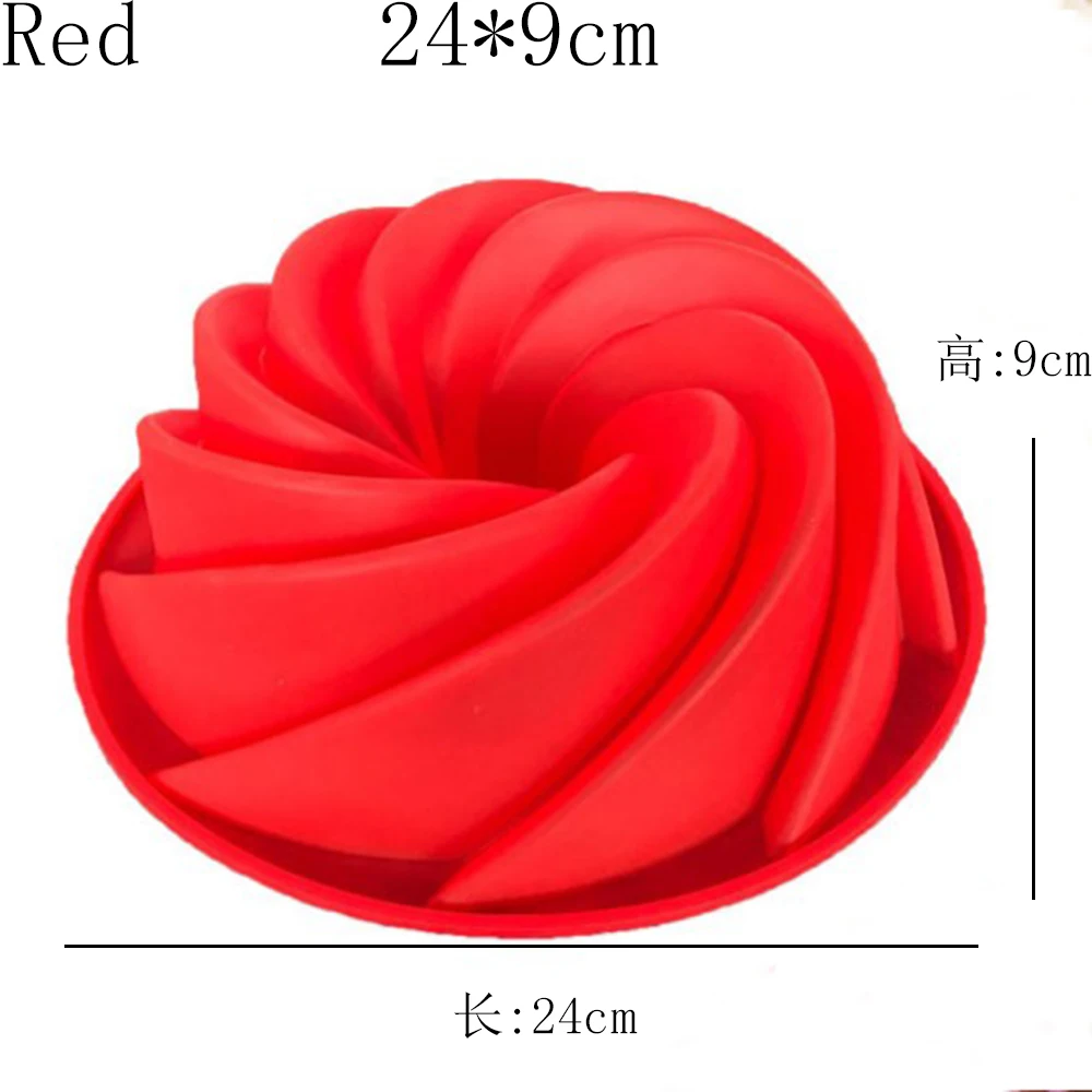 

Cake Molds Large Spiral Shaped Non Stick Baking Tool Random Color Silicone Molds For Dessert Pudding Bread Kitchen Supplies