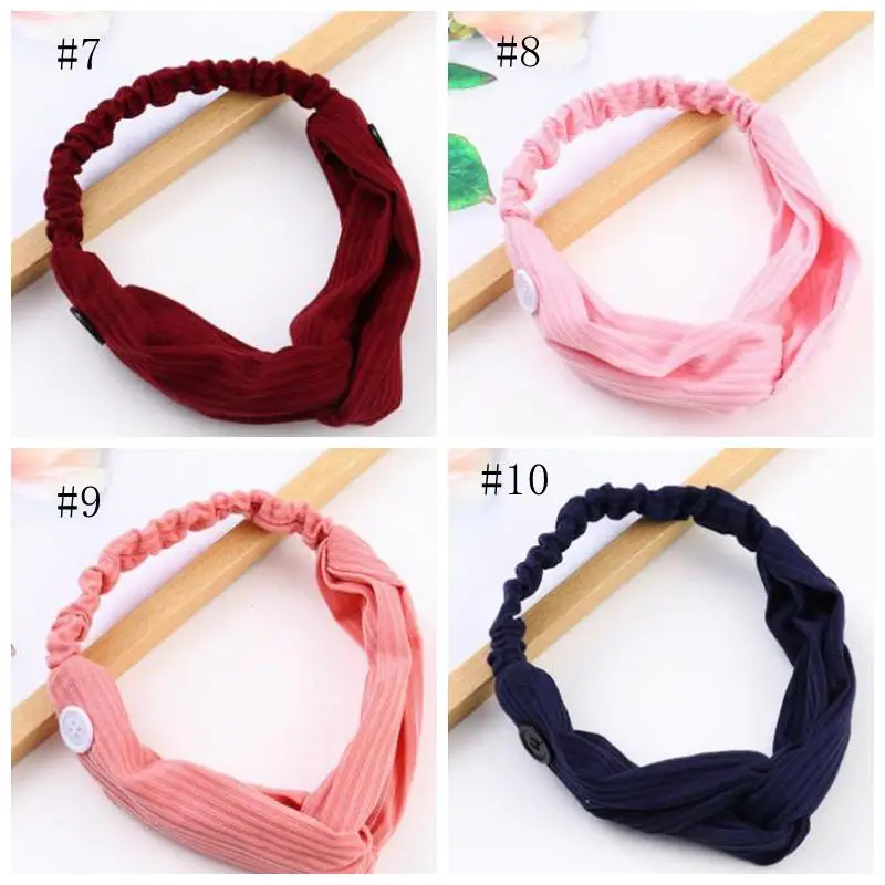 

Button Headwrap Sports Yoga Headband Face Mask Holder Cross Knot Elastic Hair Bands Girls Bandanas Hair Accessories 10 Colors