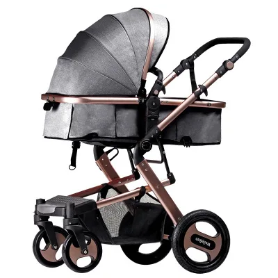 GoldGrey Складная детская коляска 3 в 1, детские коляски для детей, горячая Распродажа, коляска для путешествий для мамы, детская коляска 2 в 1, детское автокресло на колесиках - Цвет: GoldGrey