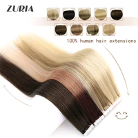 zuria natural mini tape in human hair adhesive extension non remy straight skin weft 12 16 20 40pcs 100 real hair
