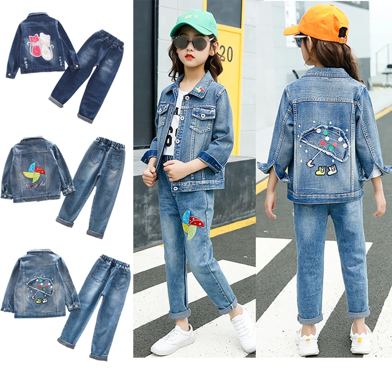 

Girls Suit Cowboy Denim Jacket Coat + Denim Pants 2pcs Set Kids Clothing Toddler Girl Clothes Toddler Costume Fashion Outfit
