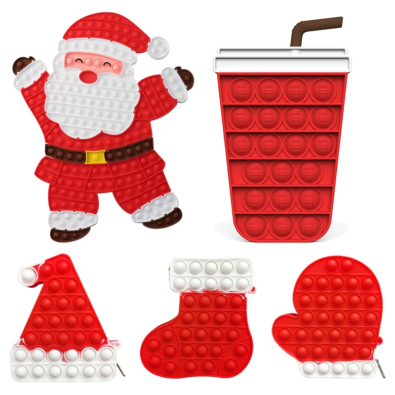 

Симпатичная диммер Рождественская елка сапог Деда Мороза игрушки-антистресс пузырьковая Игрушка антистресс милые детские сенсорные трени...