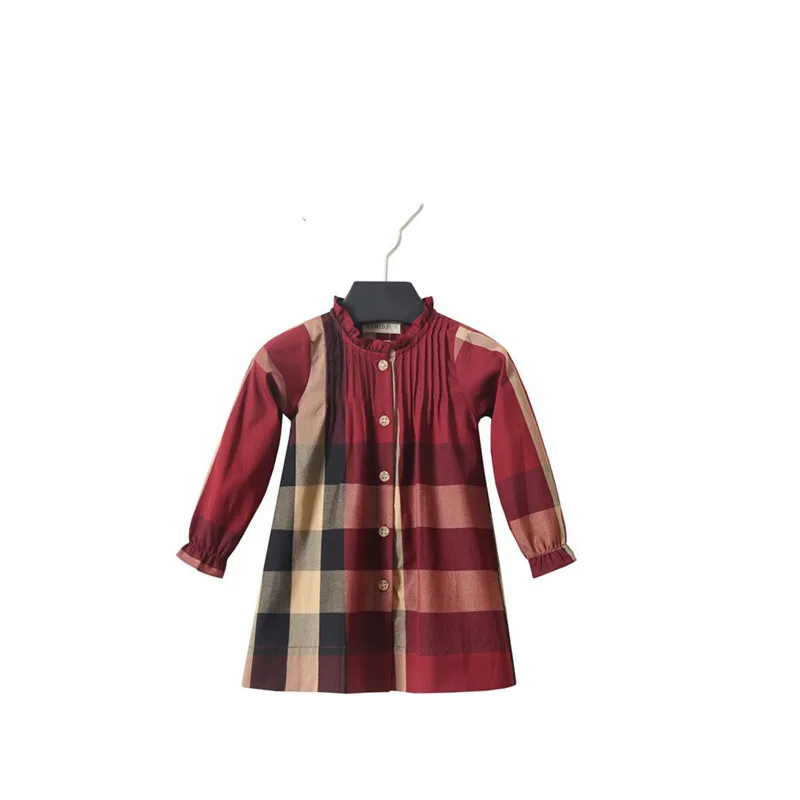 Spring Winter Girl Dress Cotton Long Sleeve Children Dresses Lattice Stripe Kids for Girls Fashion Clothing Bebe | Детская одежда и
