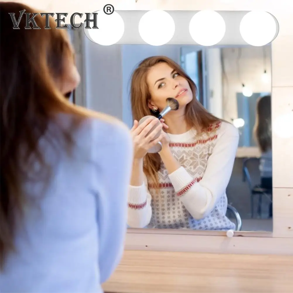 

4LED Makeup Battery Rechargeable Highlight Mirror Suction Bathroom Dressing Lamp for Ceramic Glass Wall Desktop Deco Night Light