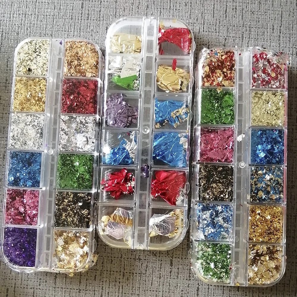 Bittb золотой серебряный ноготь бумага фольги нерегулярные алюминиевые хлопья