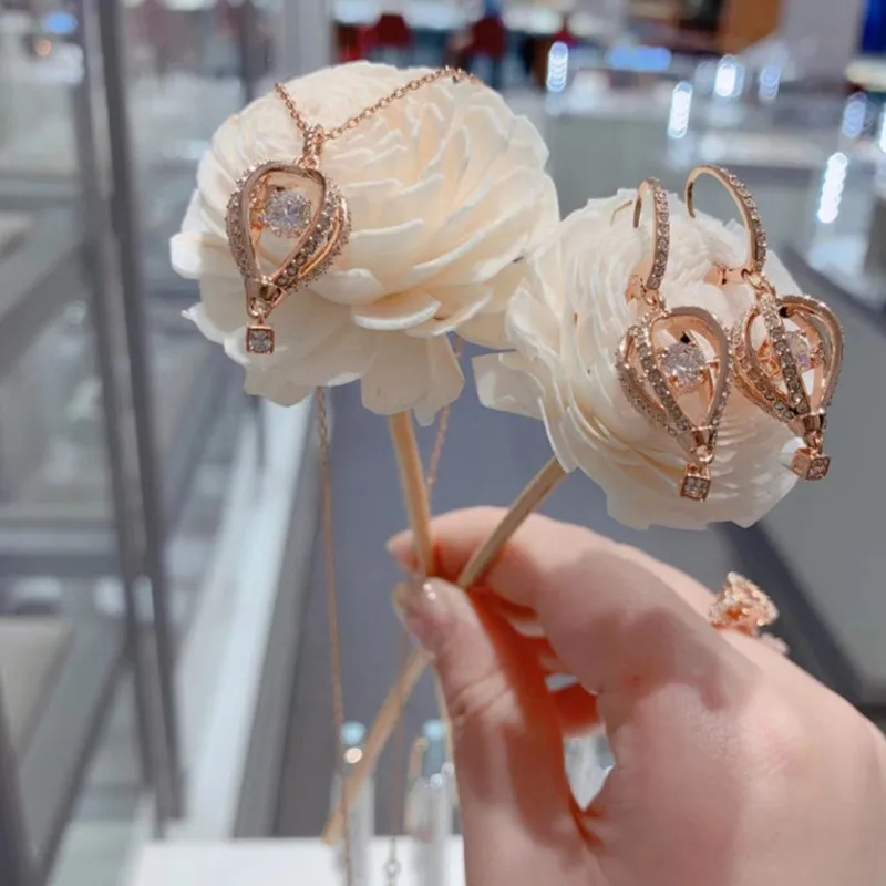 

Trendy fashion S925 sterling silver hot air balloon romantic dream crystal earrings high quality exquisite gift for women