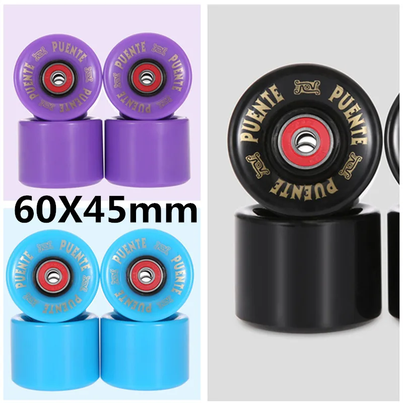 Black Blue Purple 60MM 45mm Road Skateboard wheel with ABEC9 Reds Bearing Long Board Skate Board 4 pieces 60mmX45mm 82A Wheels