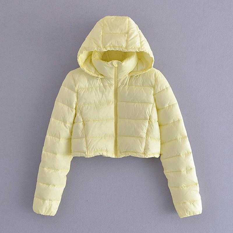 

Красивая Европейская зимняя женская парка с капюшоном, популярная Однотонная легкая Двухсторонняя куртка с хлопковой подкладкой, короткое...