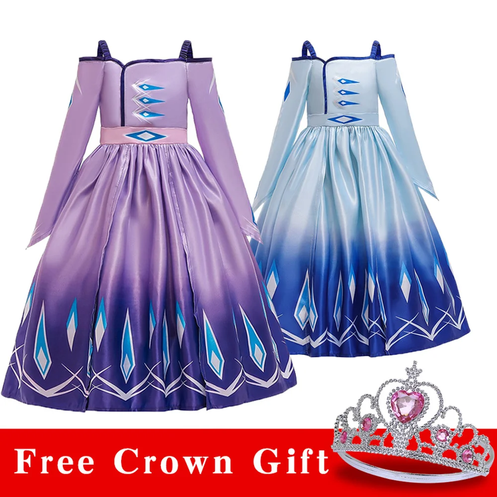 2 Холодное сердце Aisha/платье для девочек Костюмы Рождество Косплэй Принцесса