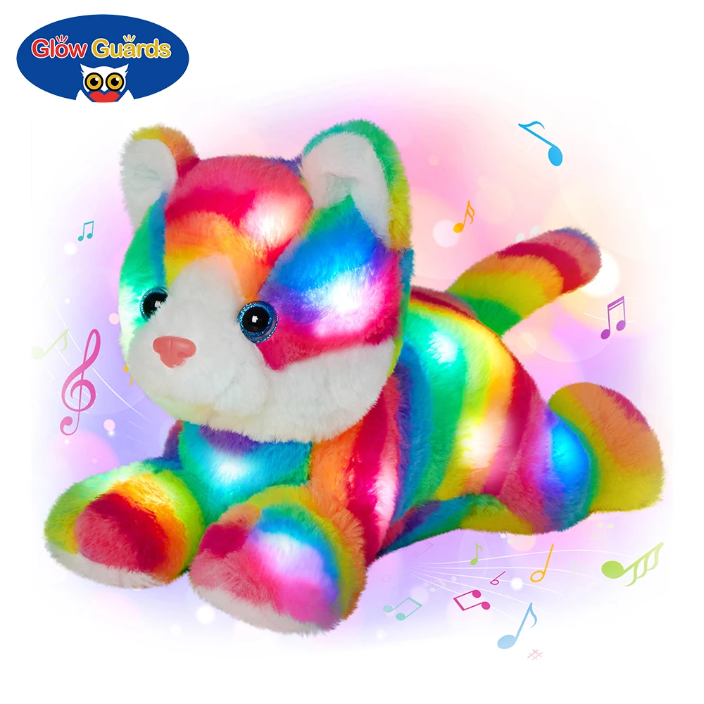

Glow Guards 17'' Light up Rainbow Elephant LED Stripe Stuffed Animals with Night Lights Plush Toys Birthday for Toddler Kids