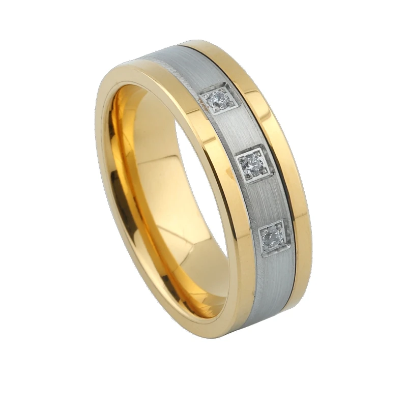 

wholesale luxury zircon wedding band silver gold tungsten carbide rings for men