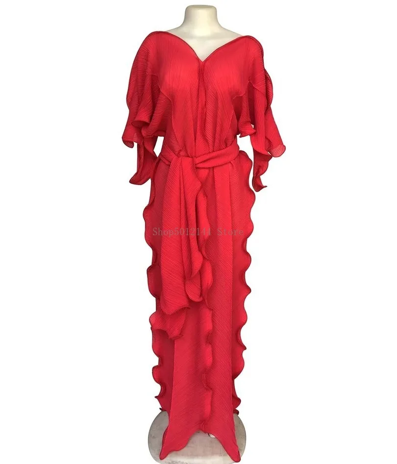 New African Dresses for Women Dashiki Falbala Dress Clothes Bazin Riche Sexy Pleat V-neck Long Africa Maxi Woman | Тематическая