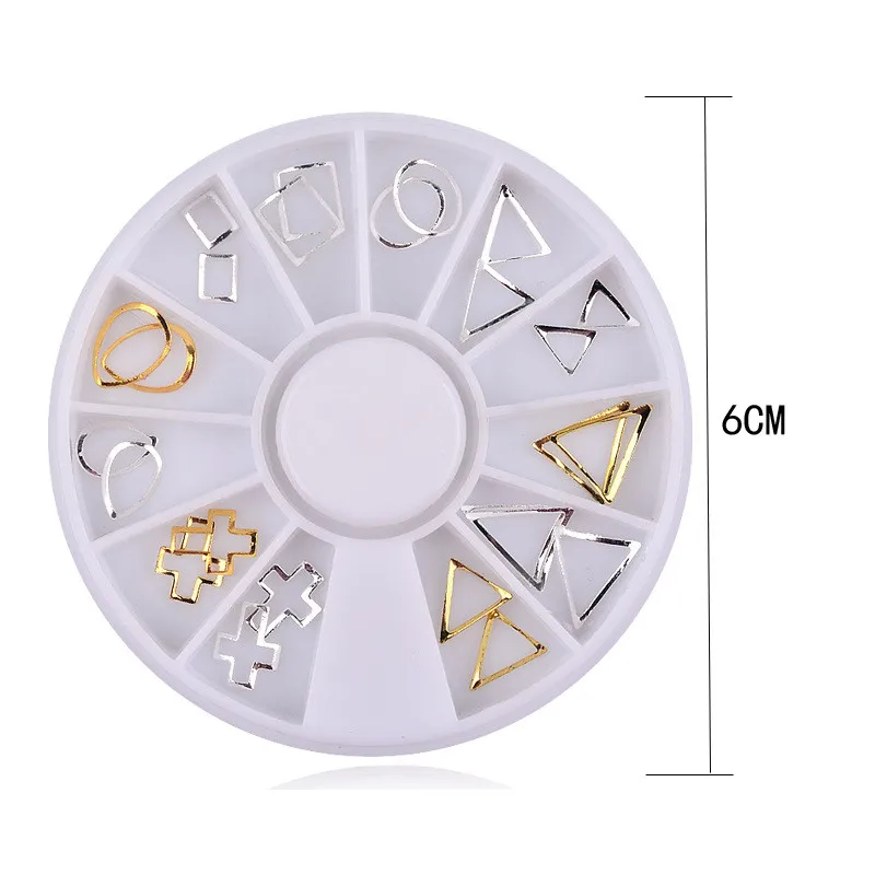 

Gold Silver Gold Silver Gold Nail Rivets With Hollow Decorated Geometrical Shape Accessories Manicure Nail Art for DIY#S-J109