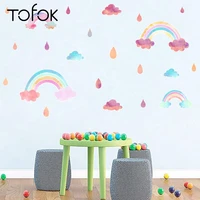 tofok diy watercolor rainbow wall sticker children room colorful mural decals pvc eco friendly home nursery dorm decoration