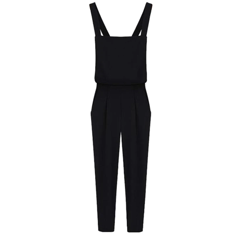 

Hot Fashion Rompers Womens Jumpsuits Pocket Vintage Sleeveless Backless Casual Loose Solid Overalls Strape Slim Paysuits