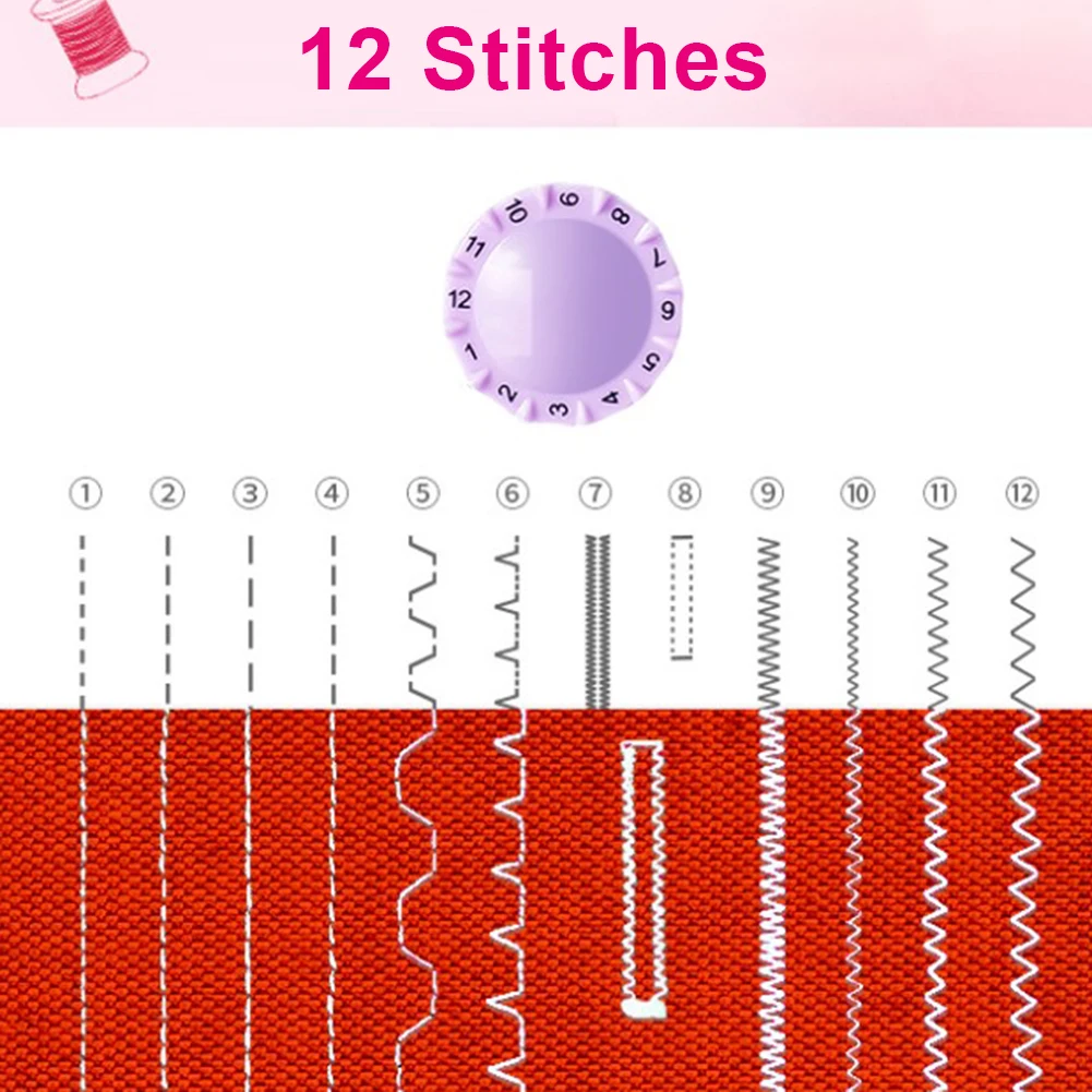 

220V Portable Sewing Machine 12 Stitches Multifunctional Micro Sewing Machine Electric Overlock Sewing Machine WITH Foot Pedal